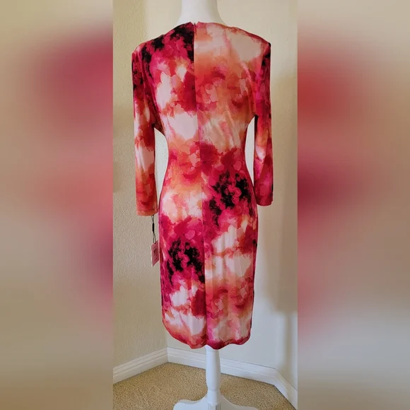 NWT Calvin Clein wrap dress 3/4 sleeve print faux, size 10 - Picture 4 of 5